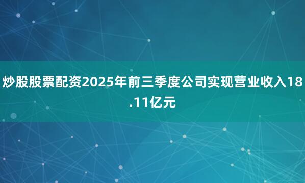 炒股股票配资2025年前三季度公司实现营业收入18.11亿元